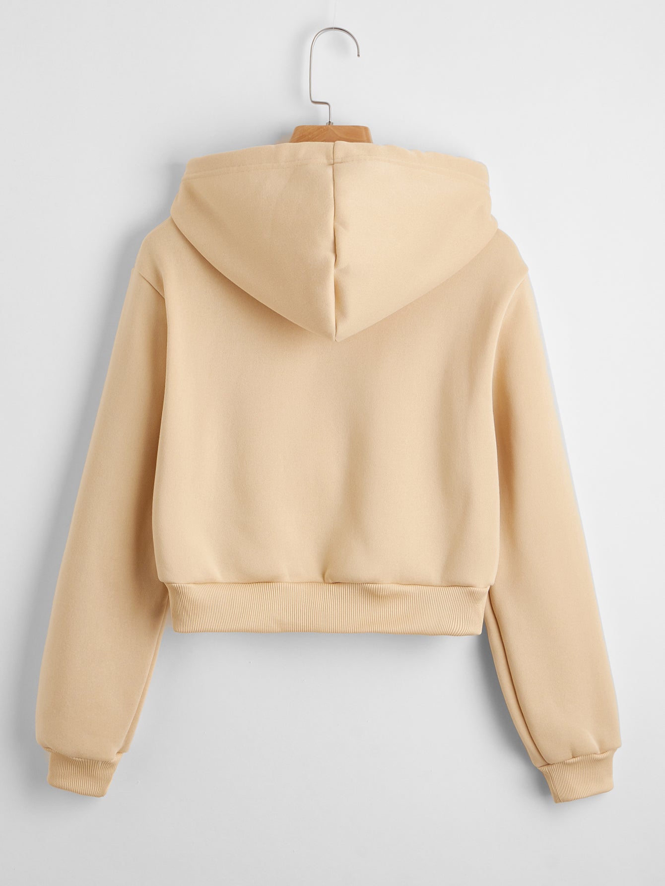 
                  
                    Autumn Street Hipster Hooded Short Cotton White round Neck Cute Solid Color Pullover Hoodie
                  
                