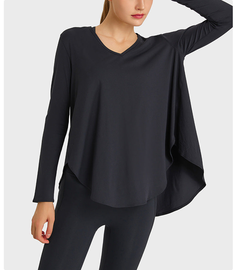 
                  
                    Light Thin Loose Moisture Wicking Yoga Workout Top Slimming Belly Covering Irregular Asymmetric Swing Circumference Quick Drying Long Sleeve
                  
                