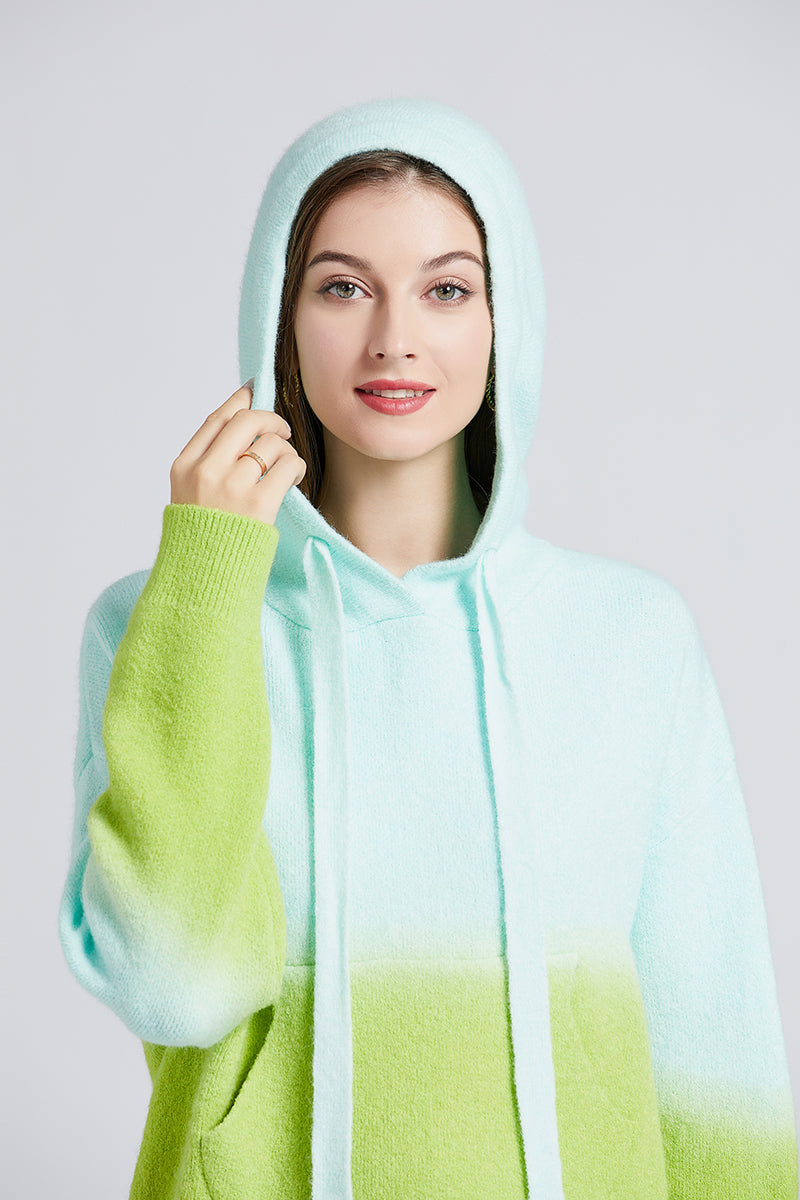 
                  
                    Women Fall Winter Gradual Color Change Soft Waxy Lazy Door Sewing Sweater Women Premium Hooded Arctic Velvet Sweater Hoodies
                  
                