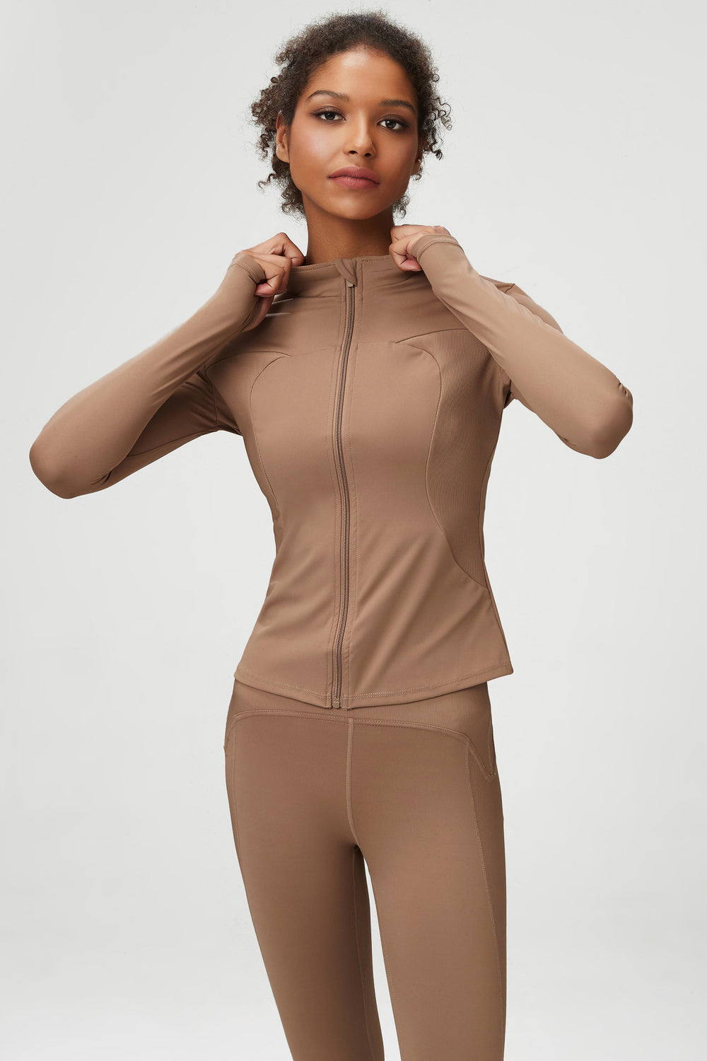 Autumn Winter Yoga Clothes Coat Tight Waist Slimming Long Sleeve Workout Top Women Nude Feel Sports Jacket