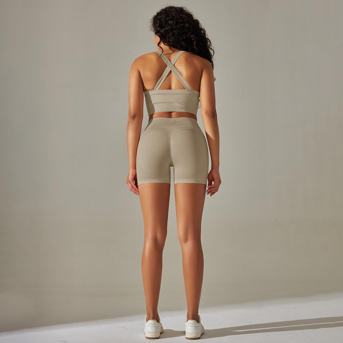 
                  
                    Knitted Cross Back Bra Vest High Waist Peach Hip Tights Sports Yoga Suit Women
                  
                