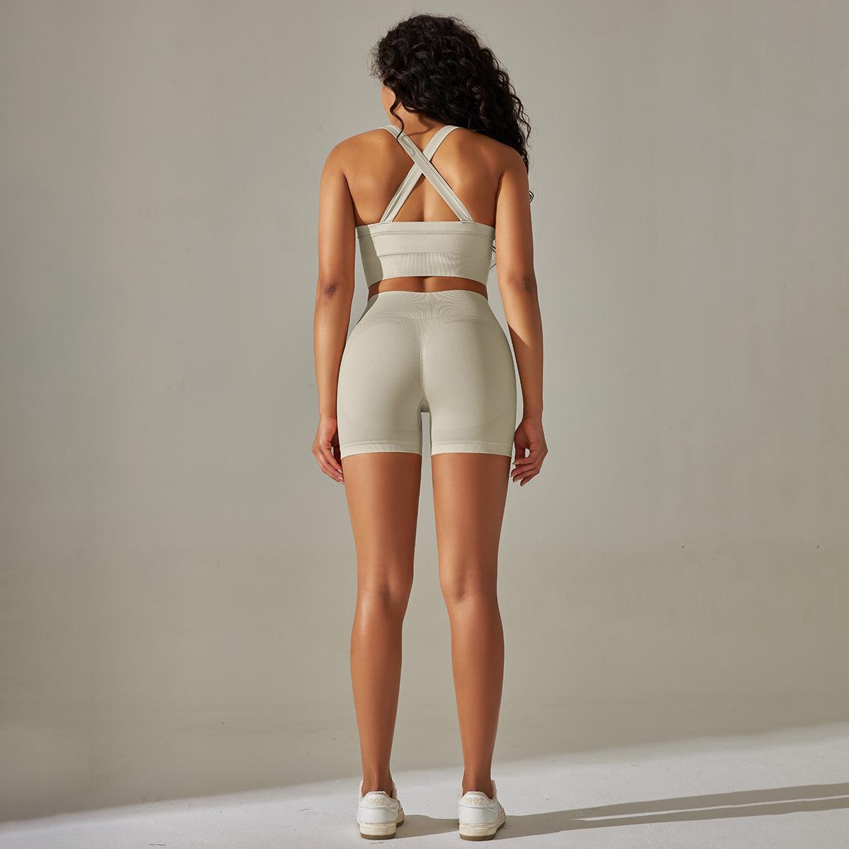 
                  
                    Knitted Cross Back Bra Vest High Waist Peach Hip Tights Sports Yoga Suit Women
                  
                