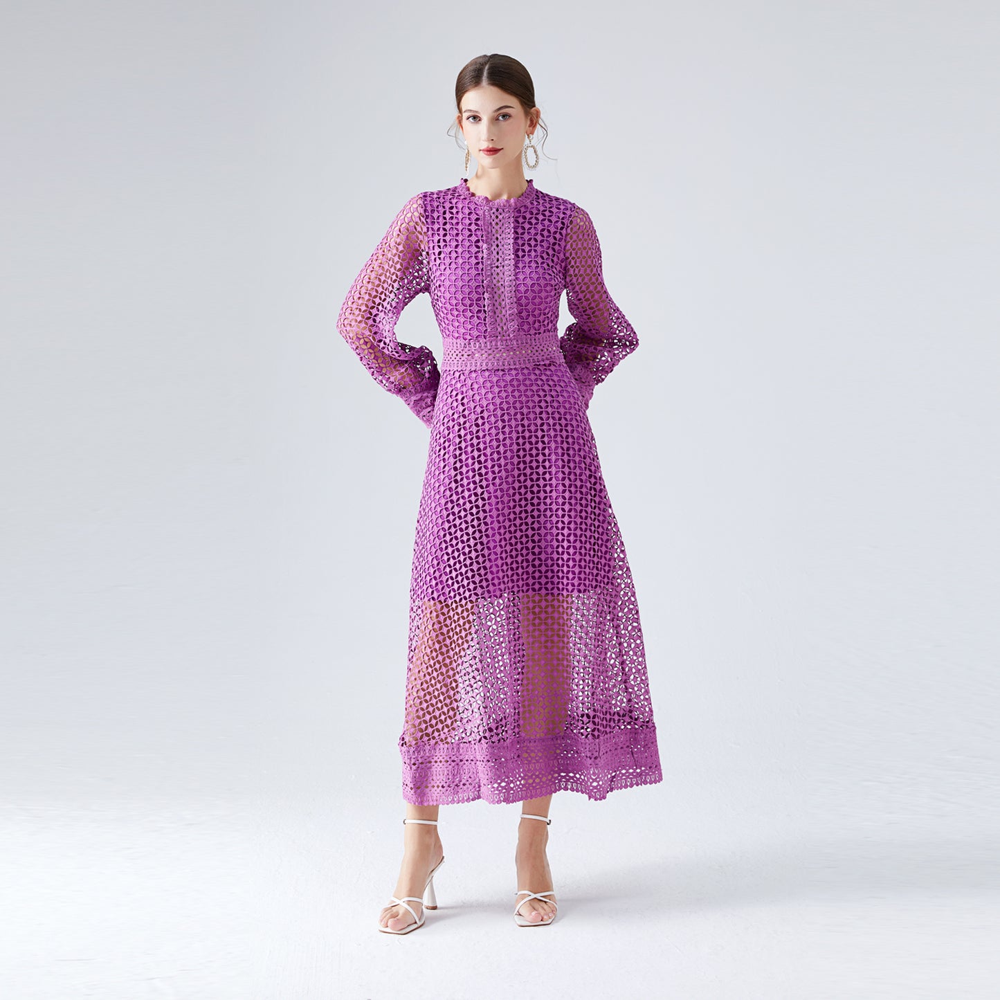 
                  
                    Autumn New Women Lace Hollow Lantern Sleeve Dress Women Long Dress Elegant Fashionable Dress
                  
                