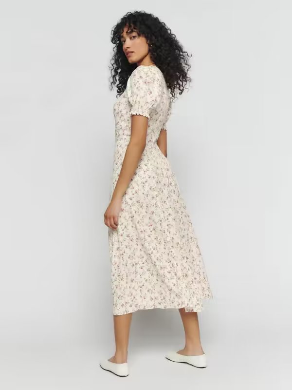 
                  
                    French Elegant Slim Fit High Waist Slit Sexy Print Square Collar Dress Summer Midi Dress
                  
                