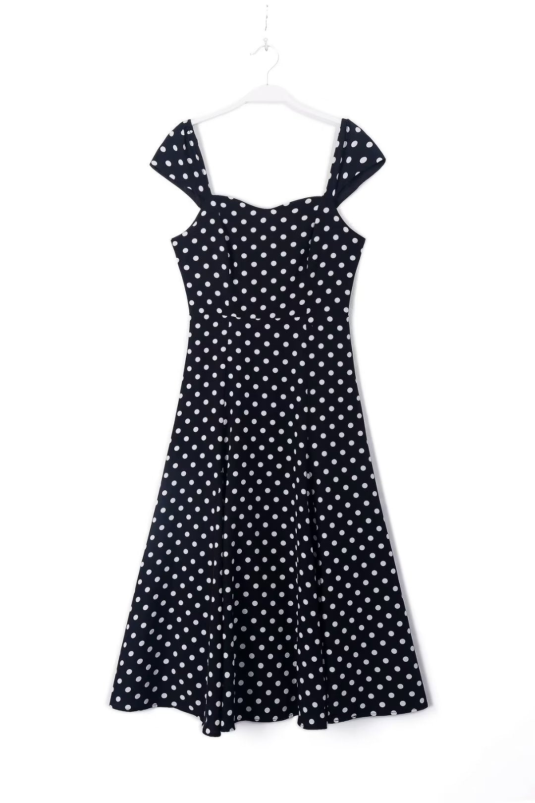 
                  
                    Summer Black Bottom White Polka Dot Casual Vacation Sling Midi Dress for Women
                  
                