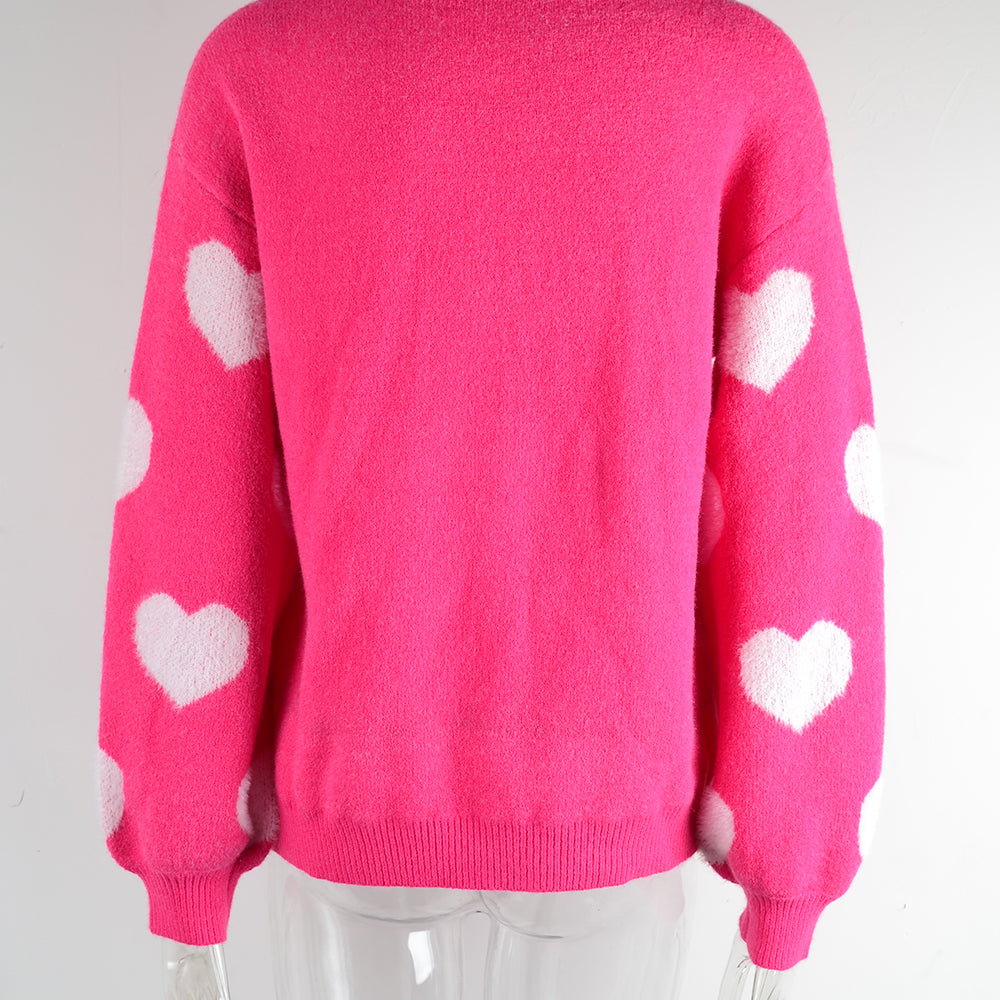 
                  
                    Winter Clothes Women Clothing Sweater Love Valentine Day round Neck Pullover plus Size Peach Heart Sweater Women
                  
                