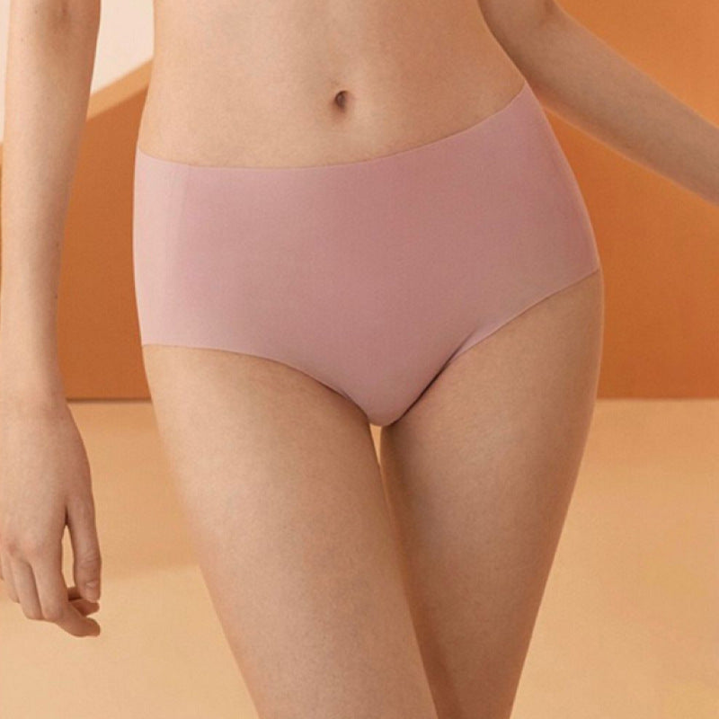 Seamless Nude Feel Underwear Women Mid High Waist Belly Contracting Hip Lifting Purified Cotton Crotch Briefs Underwear