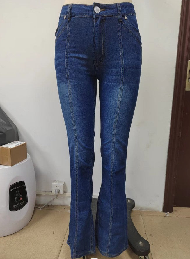 
                  
                    Women Jeans Slim Fit Slimming Washed Bell Bottom Pants Women Pants Trousers
                  
                