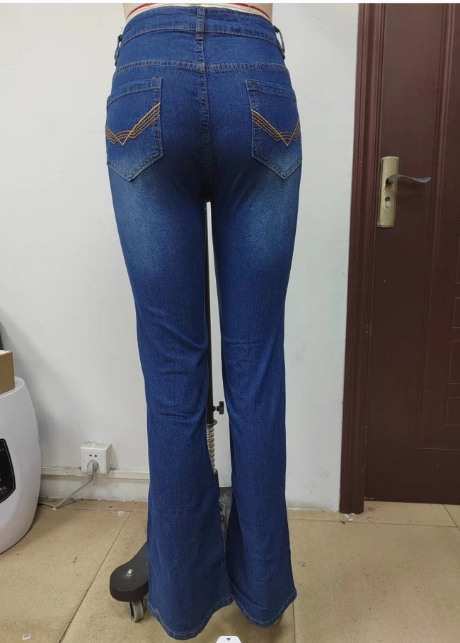 
                  
                    Women Jeans Slim Fit Slimming Washed Bell Bottom Pants Women Pants Trousers
                  
                