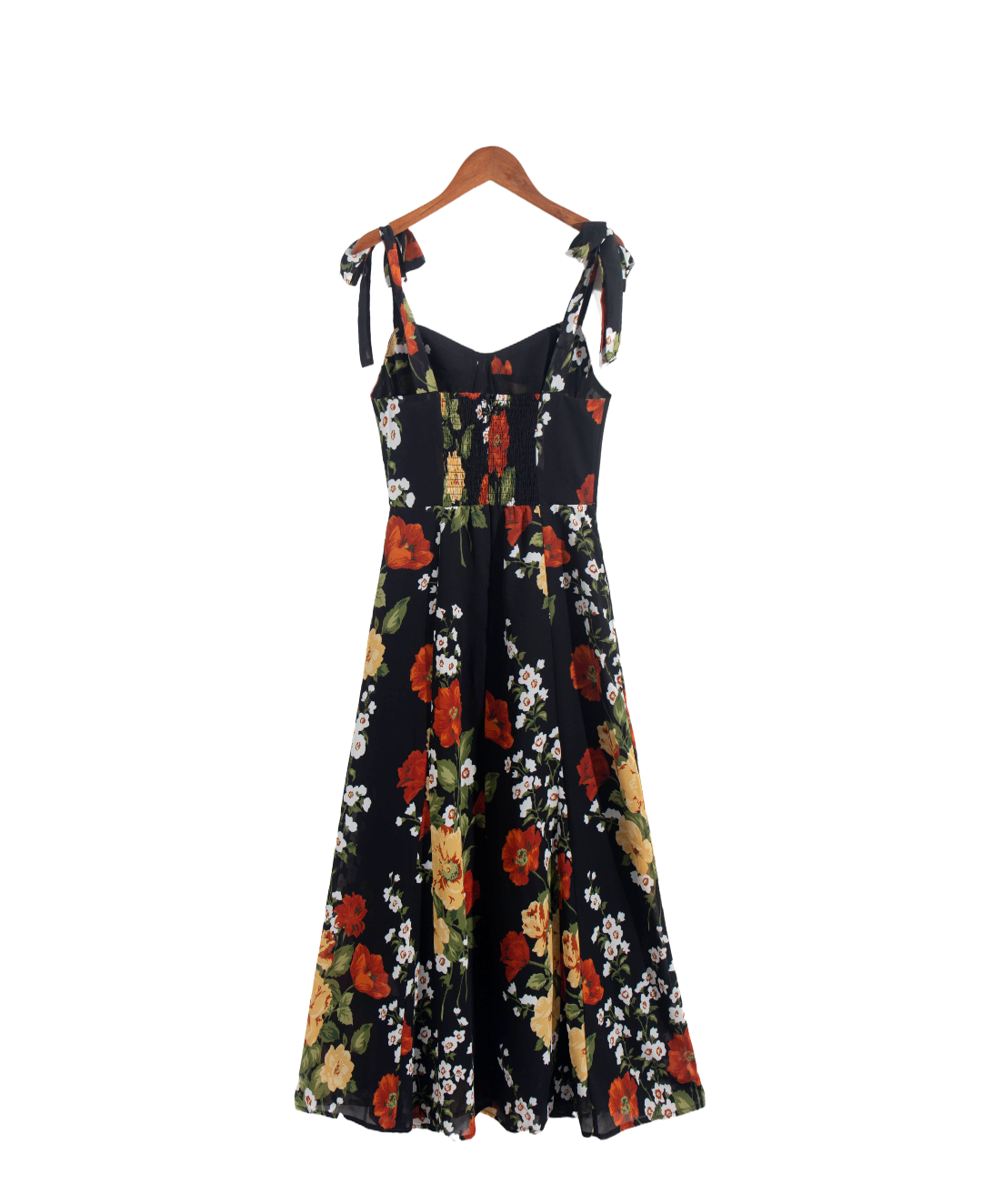 
                  
                    Spring Floral Printed Sexy Slim Fit Slimming Lace Up Bow Suspenders Mid Length Dress
                  
                