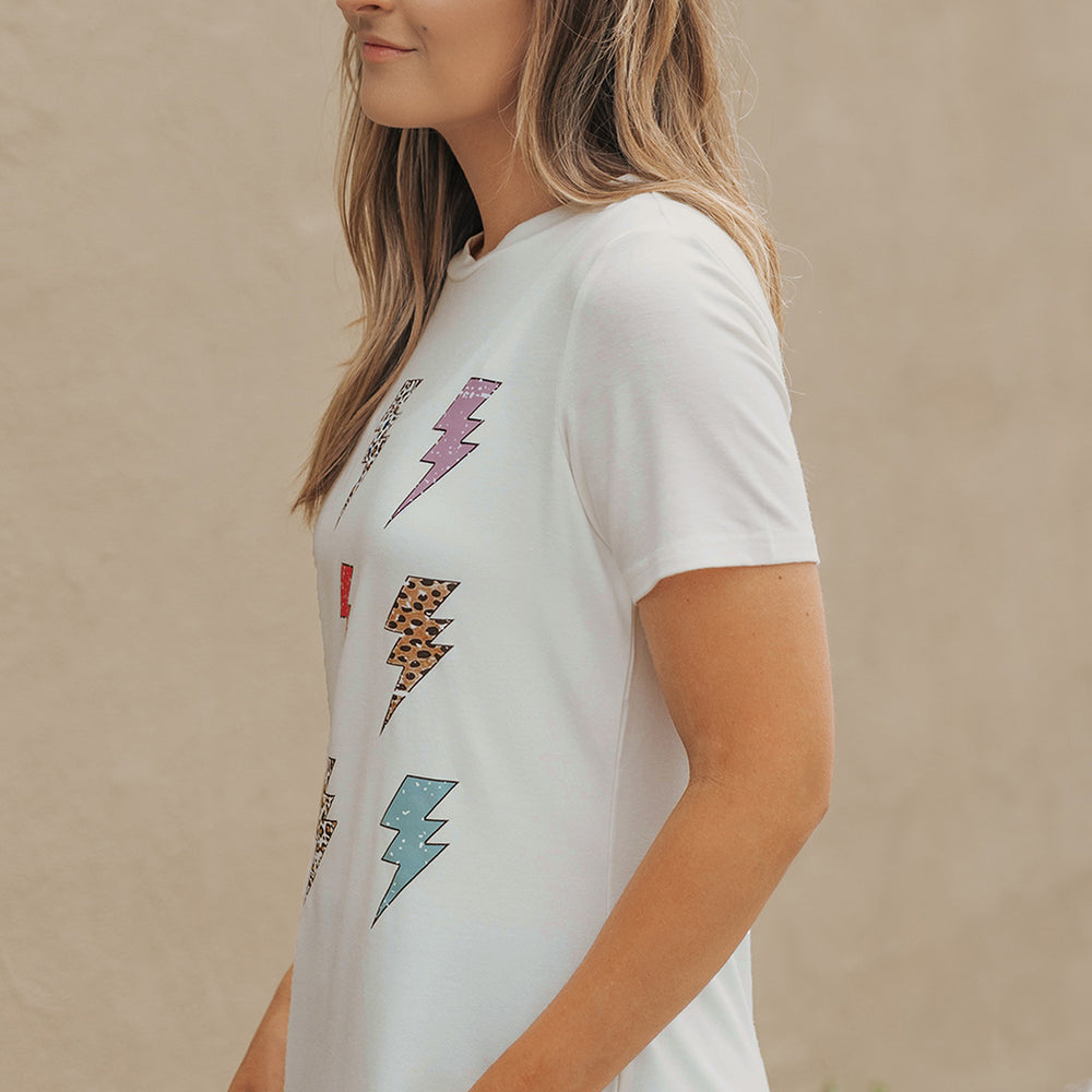 
                  
                    Lightning Graphic Round Neck Short Sleeve T-Shirt
                  
                