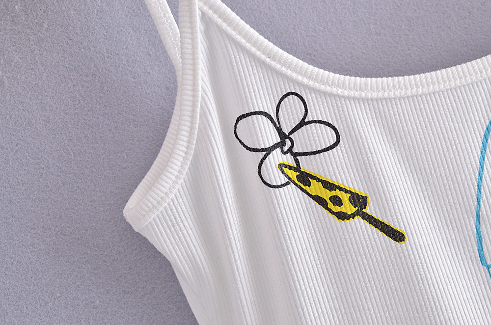 
                  
                    Cute Smiley Face Summer New Short Strap Slim Printed High Elastic Short Small Tank Top Graphic Smiley Face
                  
                