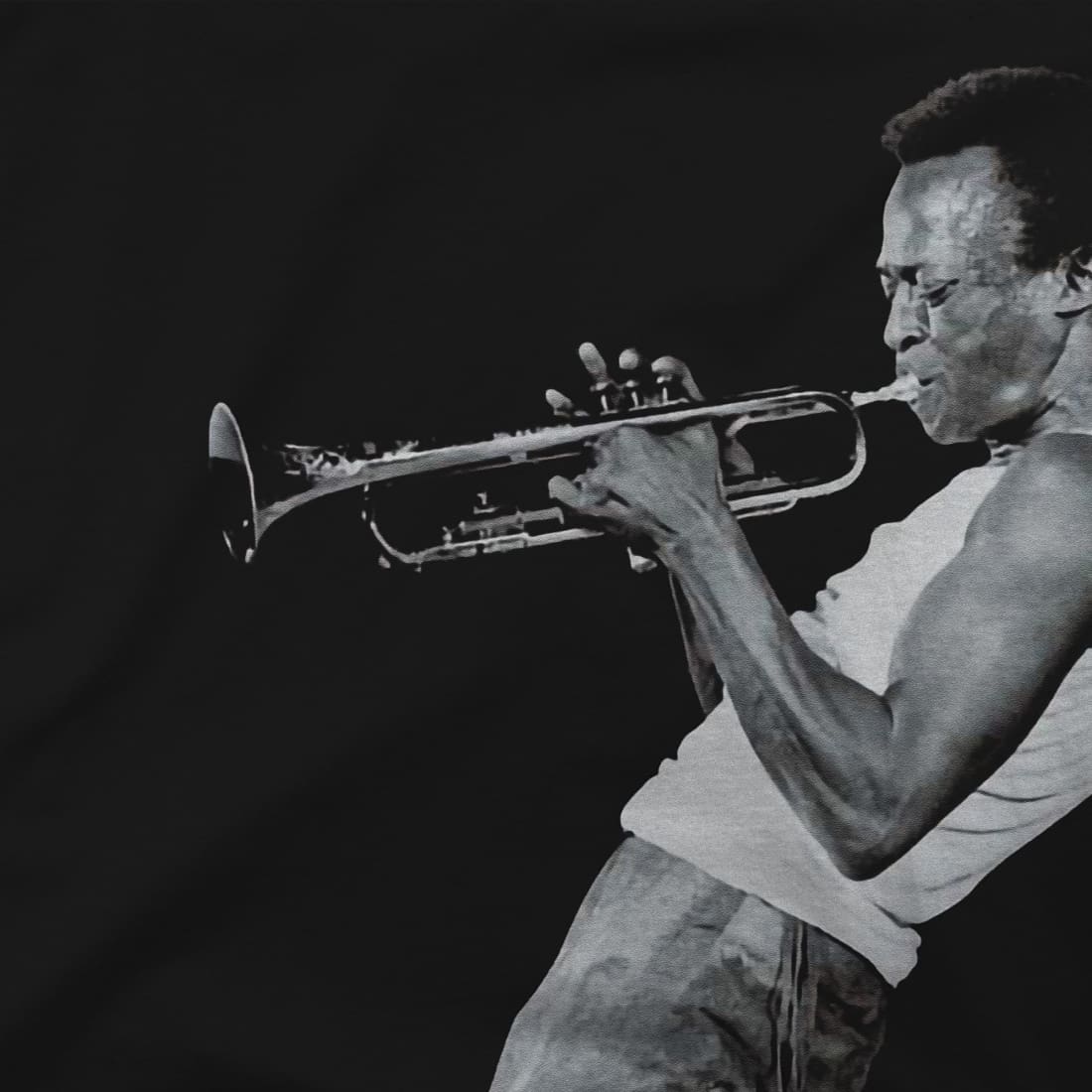 
                  
                    Miles Davis Playing His Trumpet Artwork T-Shirt
                  
                