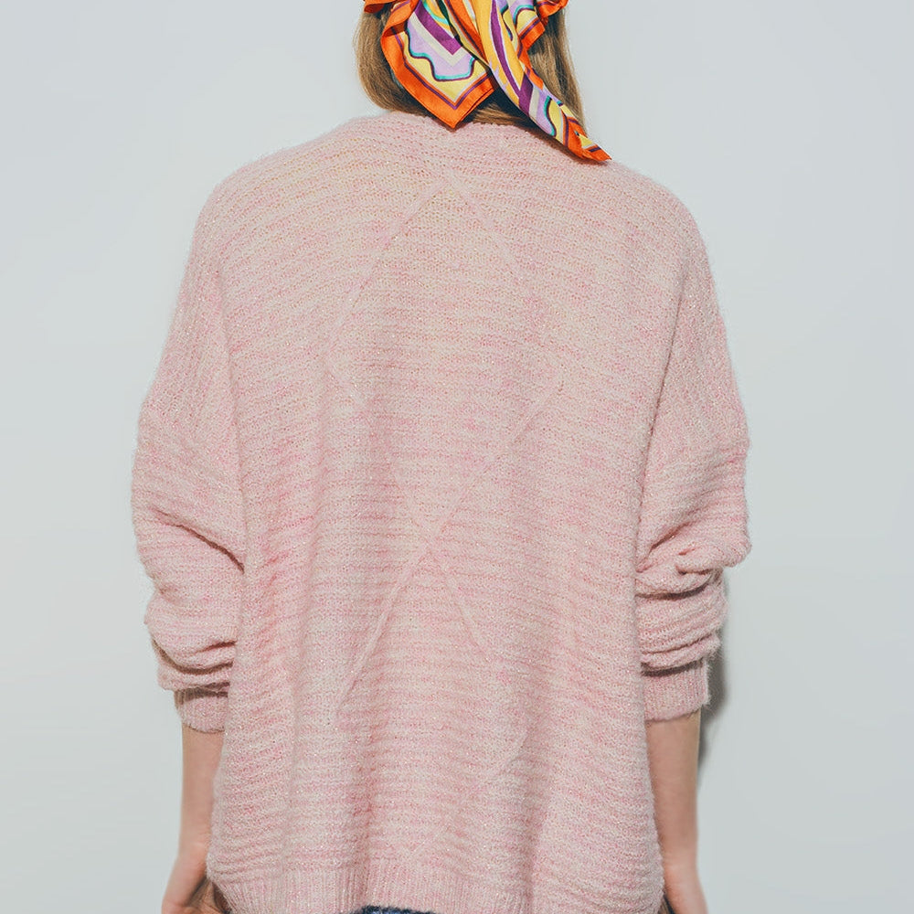 
                  
                    Knitted Cardigan in Pink
                  
                