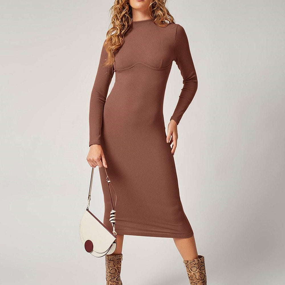 
                  
                    Basic Cute Knit Mock Dress (Brick)
                  
                