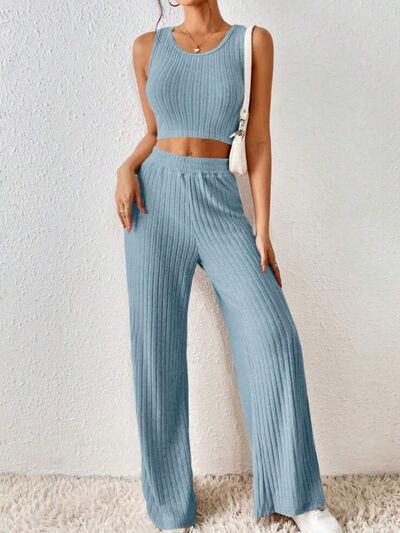 
                  
                    Ribbed Round Neck Tank and Pants Sweater Set
                  
                