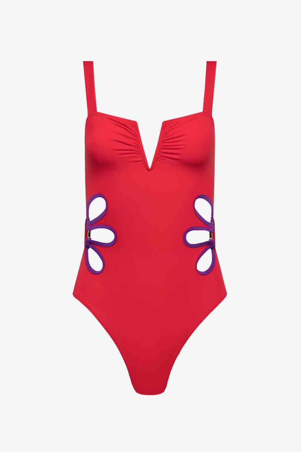 
                  
                    Contrast Trim Cutout Notched Neck One-Piece Swimsuit
                  
                