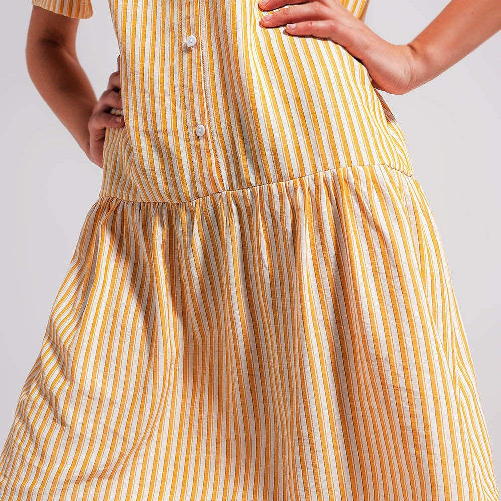 
                  
                    Stripe Print Mini Dress in Yellow
                  
                