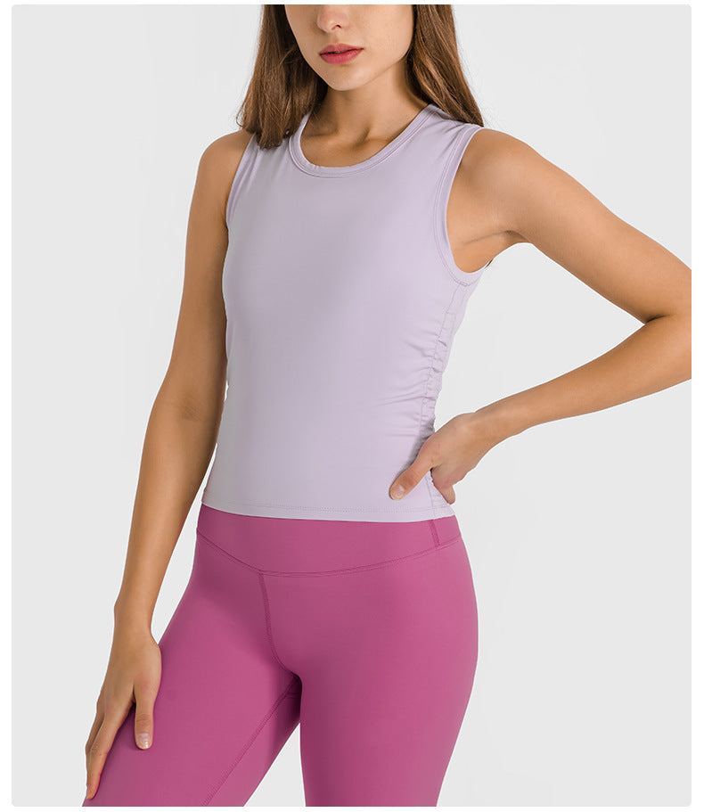 
                  
                    Spring Summer Slim Short High Elastic Yoga Vest Pleated Waist Tight Casual Sports Running Yoga Clothes
                  
                