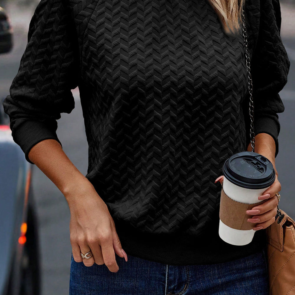 
                  
                    Amy Textured Raglan Sleeve Pullover Sweatshirt
                  
                