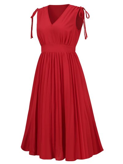 
                  
                    Pleated V-Neck Sleeveless Midi Dress
                  
                