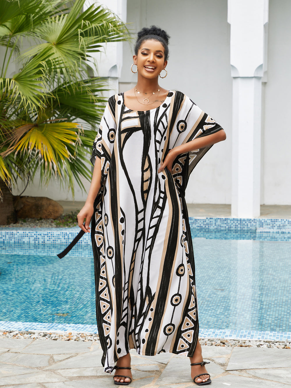 Loose Beach Cover up Vacation Sun Protection Coat Swimsuit Outwear Maxi Dress