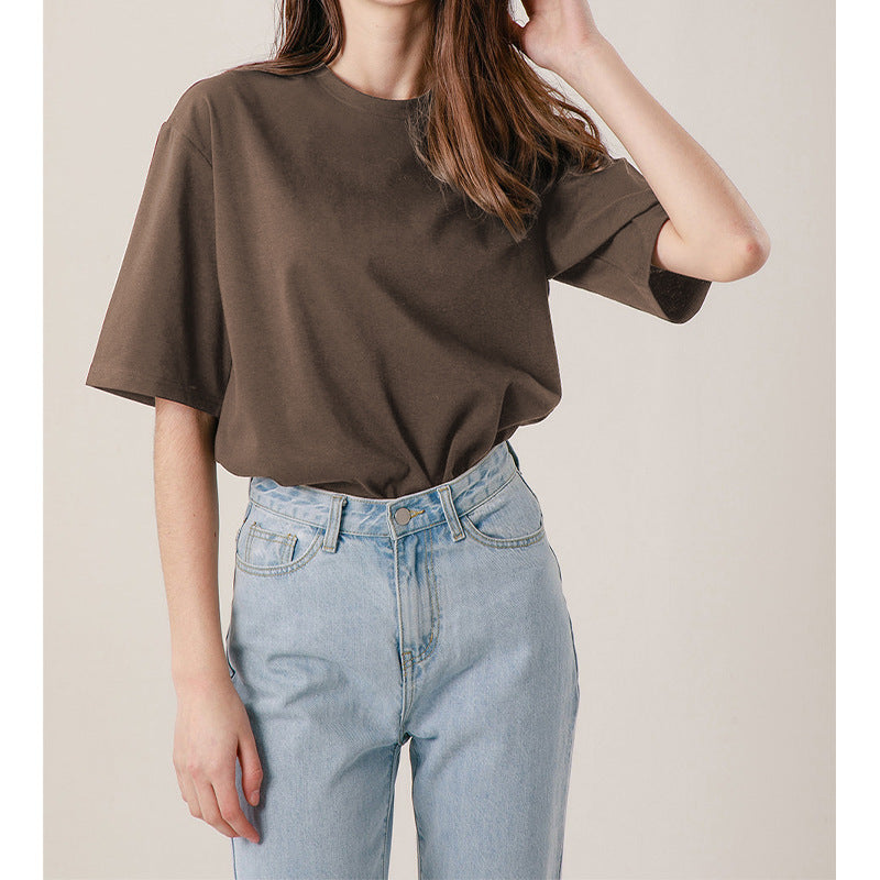 
                  
                    All Cotton T shirt Women Summer Loose Korean T shirt Brushed Cotton Couple Top
                  
                