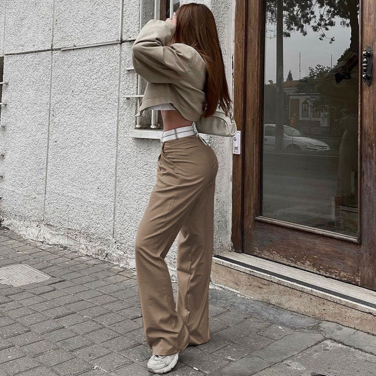 
                  
                    Autumn Solid Color Slimming Casual Pants Niche Design Mopping Work Pant
                  
                