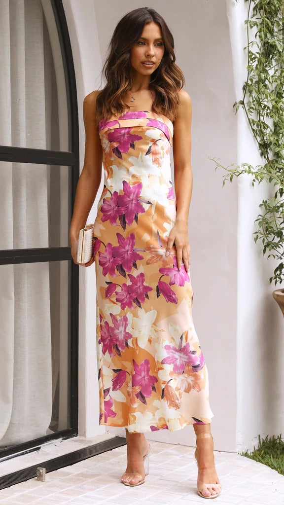 
                  
                    Spring Summer Sexy Sexy Floral Print Wrapped Chest Midi Dress
                  
                