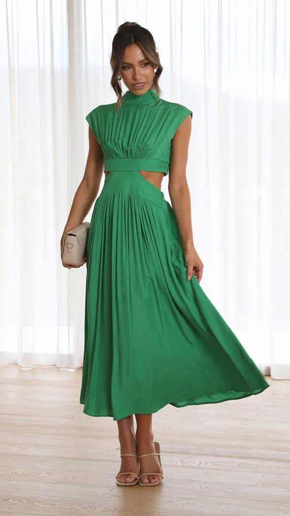 
                  
                    Sweet Street Summer Stand Collar Solid Color Cropped Outfit Maxi Dress
                  
                