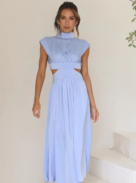 
                  
                    Sweet Street Summer Stand Collar Solid Color Cropped Outfit Maxi Dress
                  
                