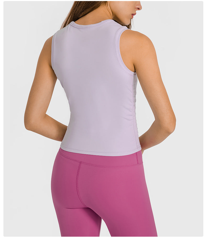 
                  
                    Spring Summer Slim Short High Elastic Yoga Vest Pleated Waist Tight Casual Sports Running Yoga Clothes
                  
                