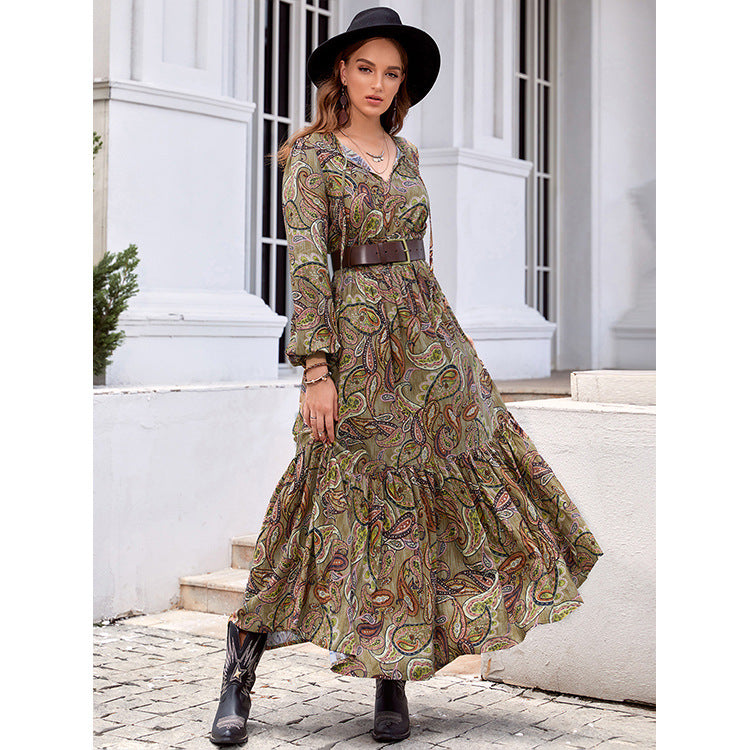 
                  
                    Bohemian Cashew Printing Waist Smocking Series Lead Holiday Dress
                  
                