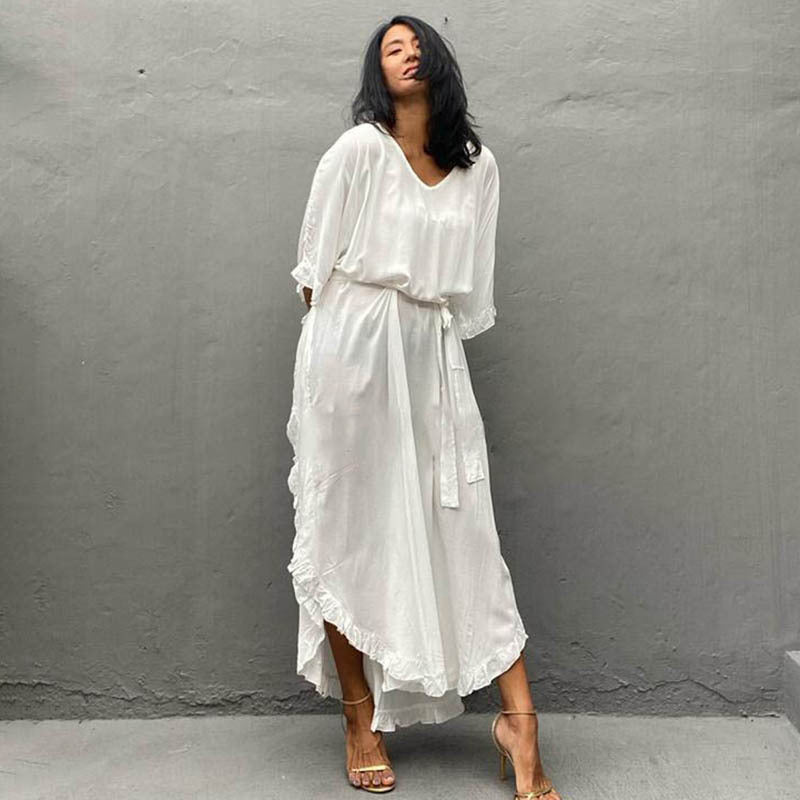 
                  
                    Rayon Beach Dress Loose Robe Seaside Vacation Beach Cover Up Swimsuit Sun Protection Outer Wear Women
                  
                
