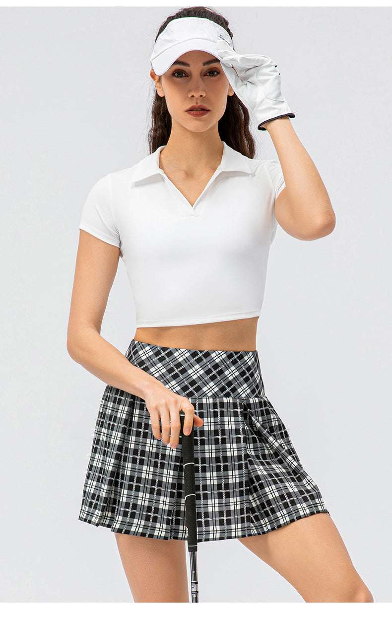 
                  
                    Spring Summer Plaid Exercise Skirt Outdoor Running Tennis Culottes Faux Two-Piece Yoga Culottes Pleated Skirt
                  
                