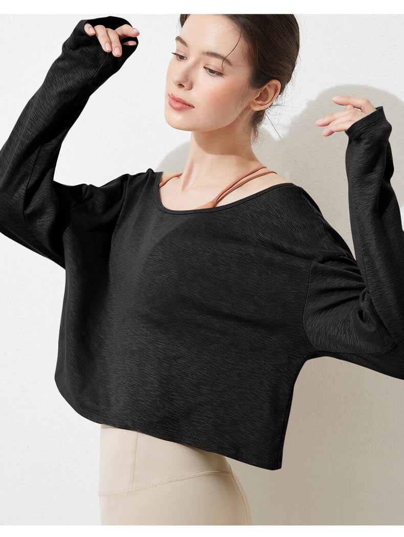 
                  
                    Spring Summer Long Sleeve All Match round Neck Cotton T-shirt Lightweight Breathable Loose Skin Friendly Multi Color Beauty Back Exercise Top
                  
                