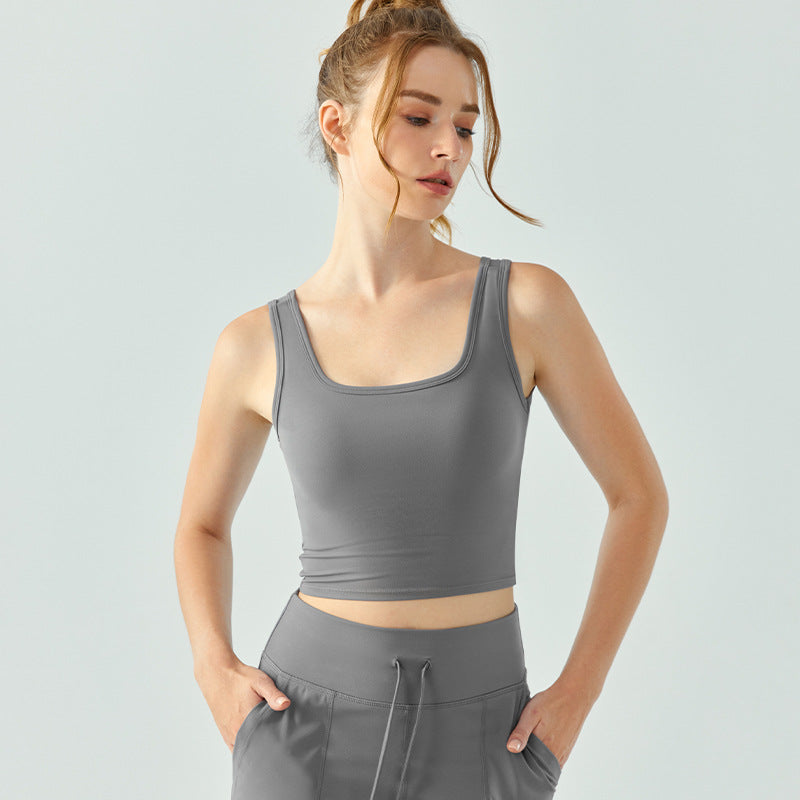 Yoga Clothes Vest with Chest Pad One Piece Sports Vest Outer Wear Sleeveless Women Sexy All Matching Workout Underwear