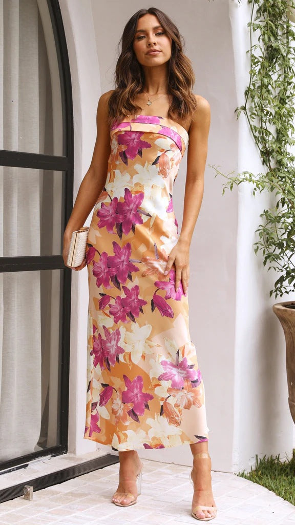 
                  
                    Spring Summer Sexy Sexy Floral Print Wrapped Chest Midi Dress
                  
                