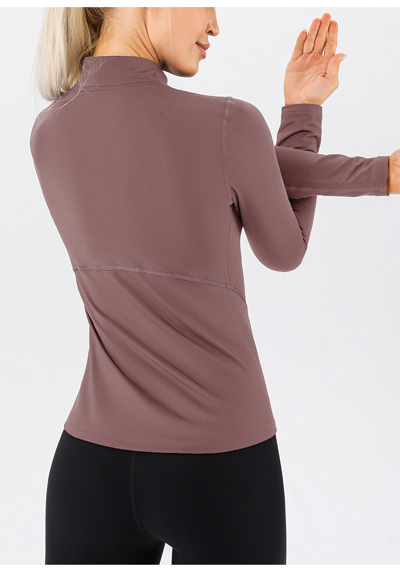 
                  
                    Autumn Winter Brocade Fleece Lined Yoga Long Sleeved Women Zipper Sports Sweater Warm High Elastic Tight Running Fitness Clothes
                  
                