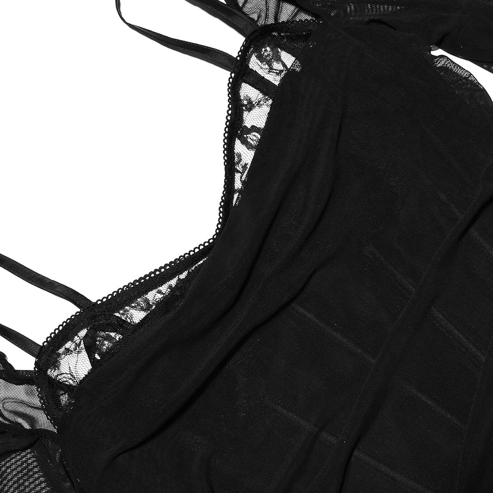 
                  
                    Autumn Women Mesh Long Sleeve Boning Corset Slim Hip Bag Slit Midi Sexy Black Dress
                  
                