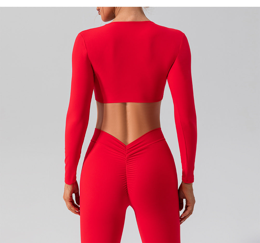 
                  
                    Sexy Tight Long Sleeve Yoga Wear Outdoor Quick Drying Sports T Blood Running Nude Feel Workout Clothes Top
                  
                