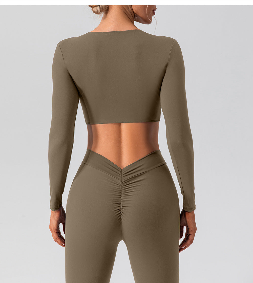 
                  
                    Sexy Tight Long Sleeve Yoga Wear Outdoor Quick Drying Sports T Blood Running Nude Feel Workout Clothes Top
                  
                