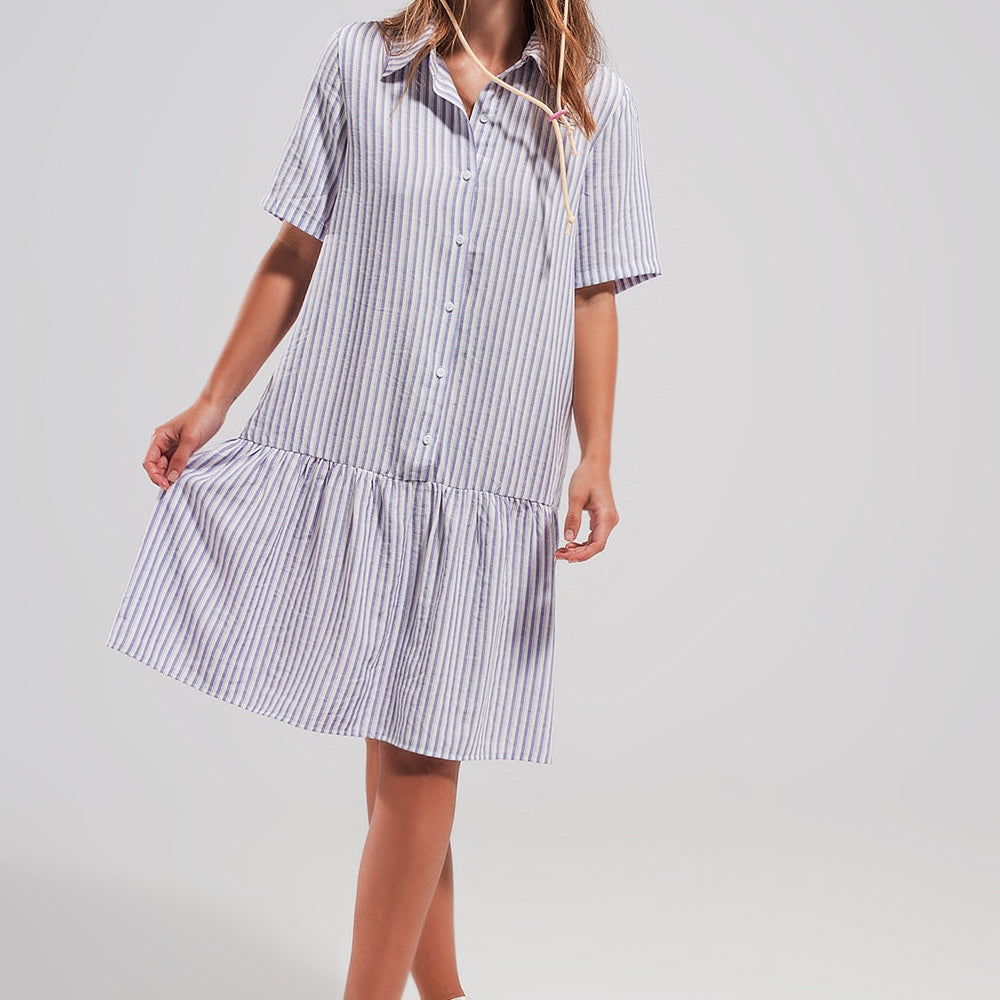 
                  
                    Stripe Print Mini Dress in Lilac
                  
                