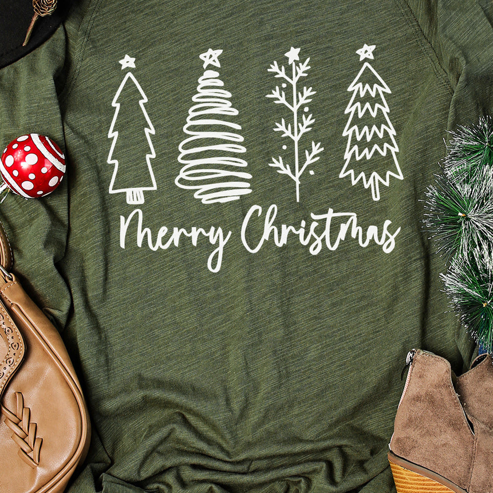 
                  
                    Thea Merry Christmas Trees Thumbhole Sleeve Graphic Tee
                  
                