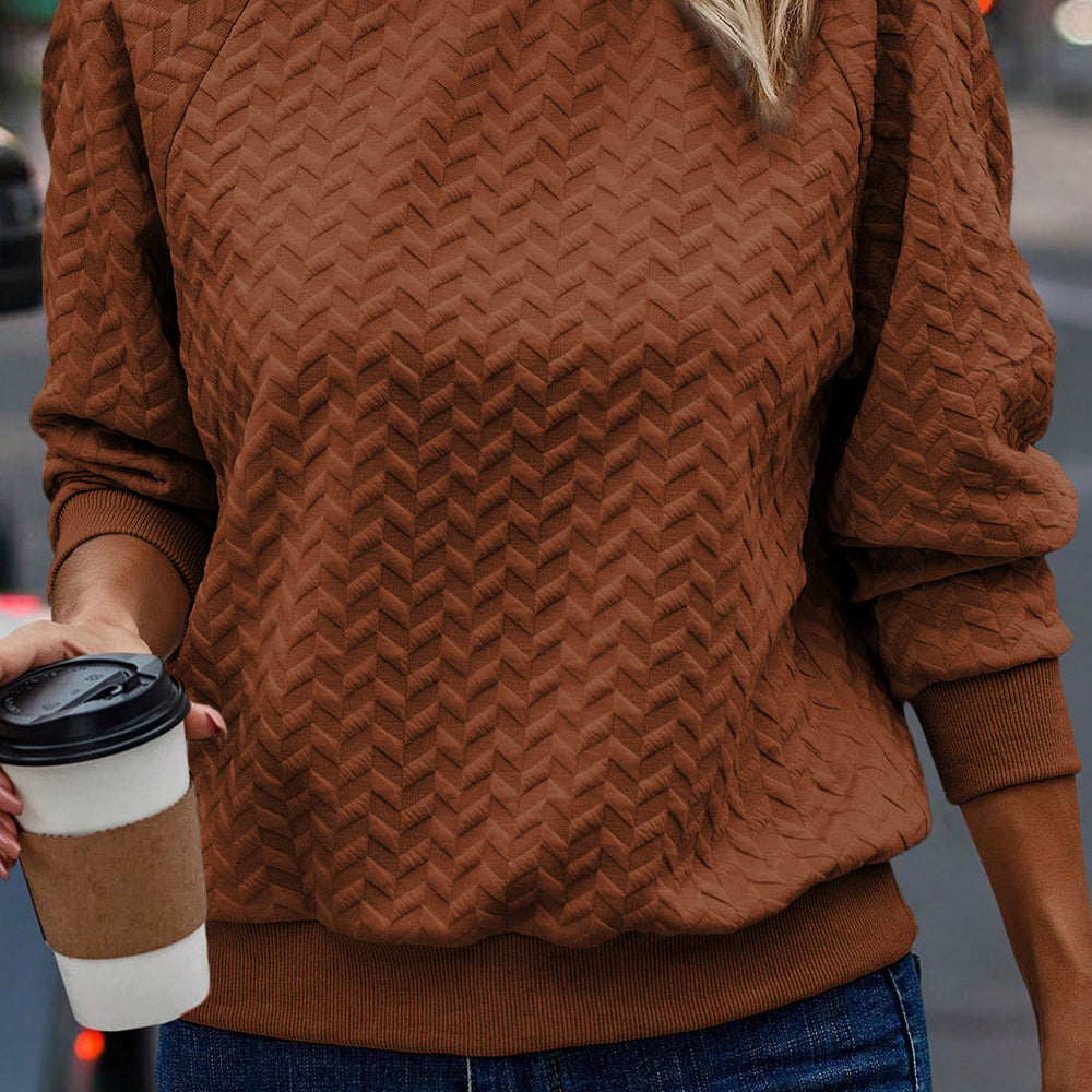 
                  
                    Amy Textured Raglan Sleeve Pullover Sweatshirt
                  
                