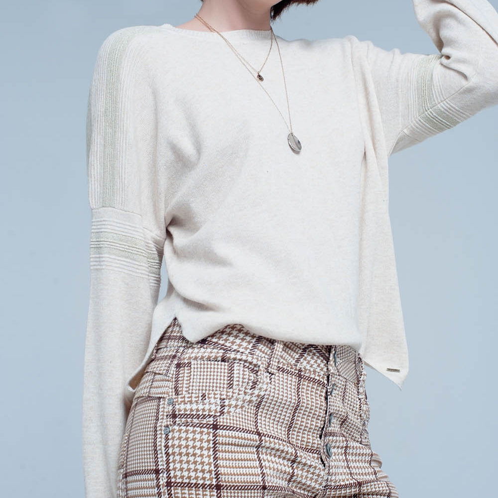 
                  
                    Beige Fine Knitted Sweater With Glitter Details
                  
                