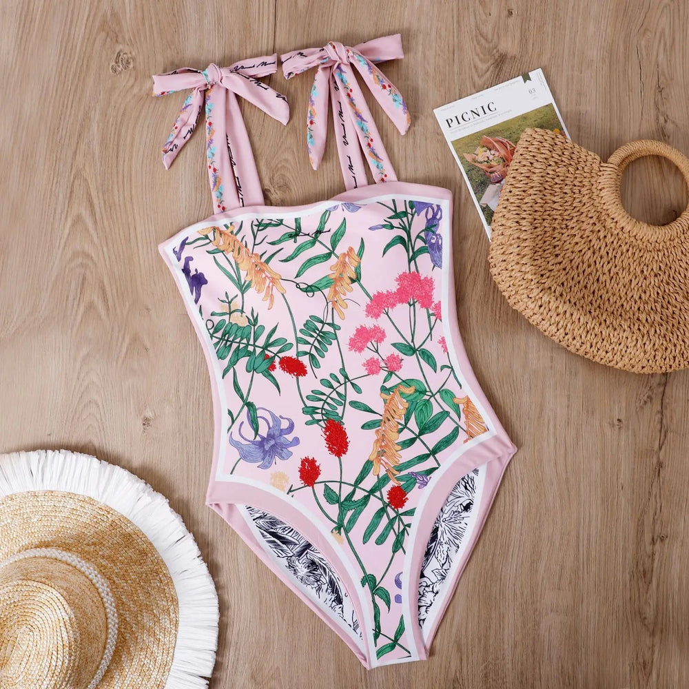 
                  
                    Cikini Swimwear New Double Sided Printing Two Side Swimsuit Women's Retro Floral One-Piece Summer Beach BikiniK&F
                  
                