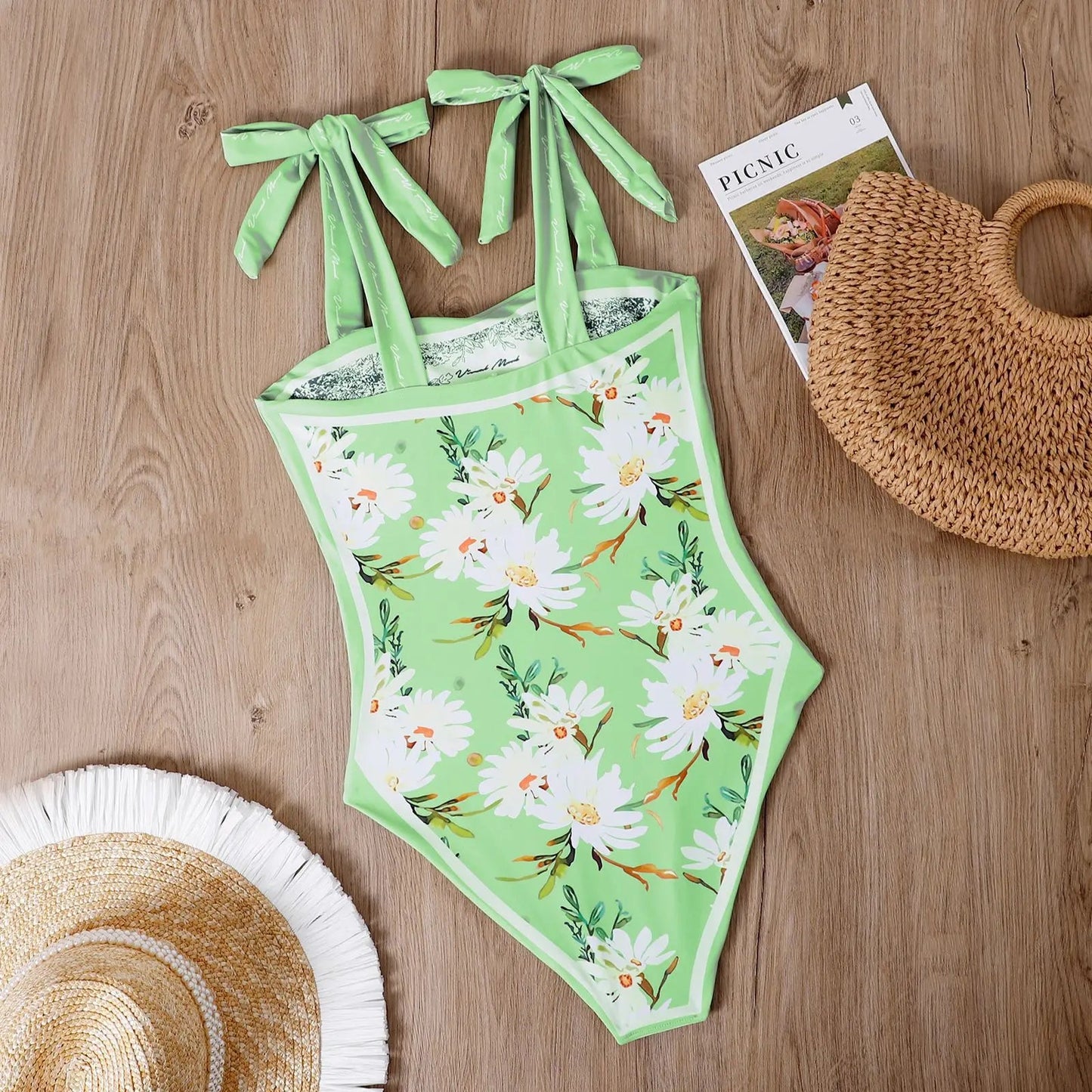 
                  
                    Cikini Swimwear New Double Sided Printing Two Side Swimsuit Women's Retro Floral One-Piece Summer Beach BikiniK&F
                  
                