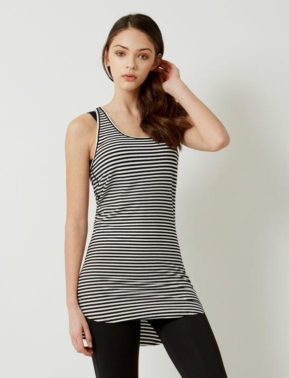 Stripe Ribbed Long Tank