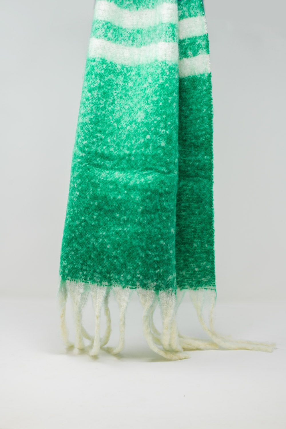 
                  
                    Multi Colored Chunky Knit Scarf in Multicolor Stripes Green and Blue
                  
                
